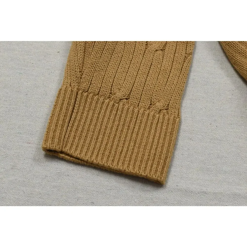 NEW Express Men XXL Camel Tan Cable Knit Sweater 100% Cotton NWT